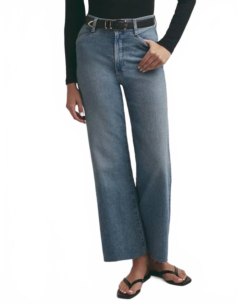NEW FAVORITE DAUGHTER mischa super high rise wide leg ankle jeans in monterey